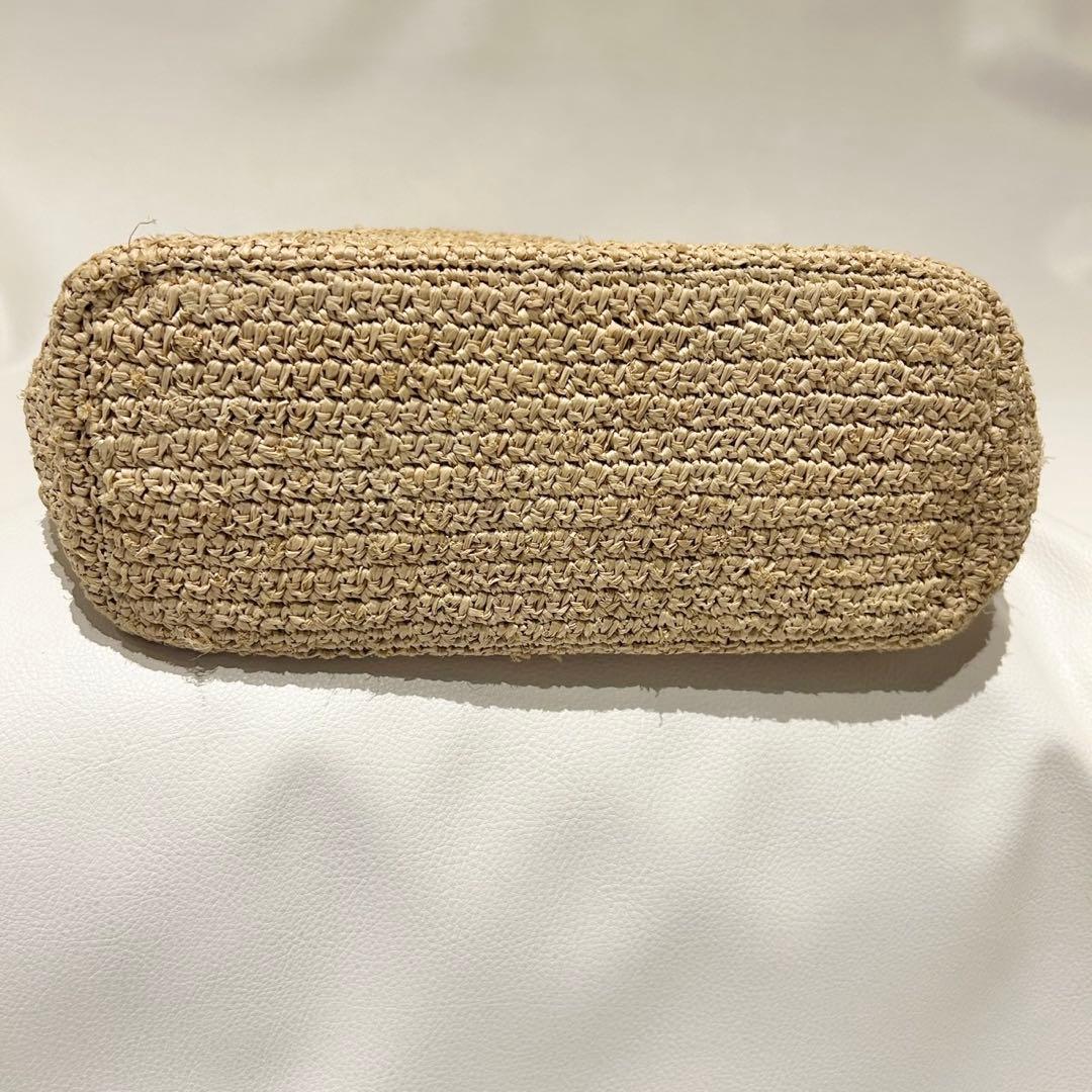 ヘレンカミンスキー ラフィア×レザー トートバッグ ベージュ