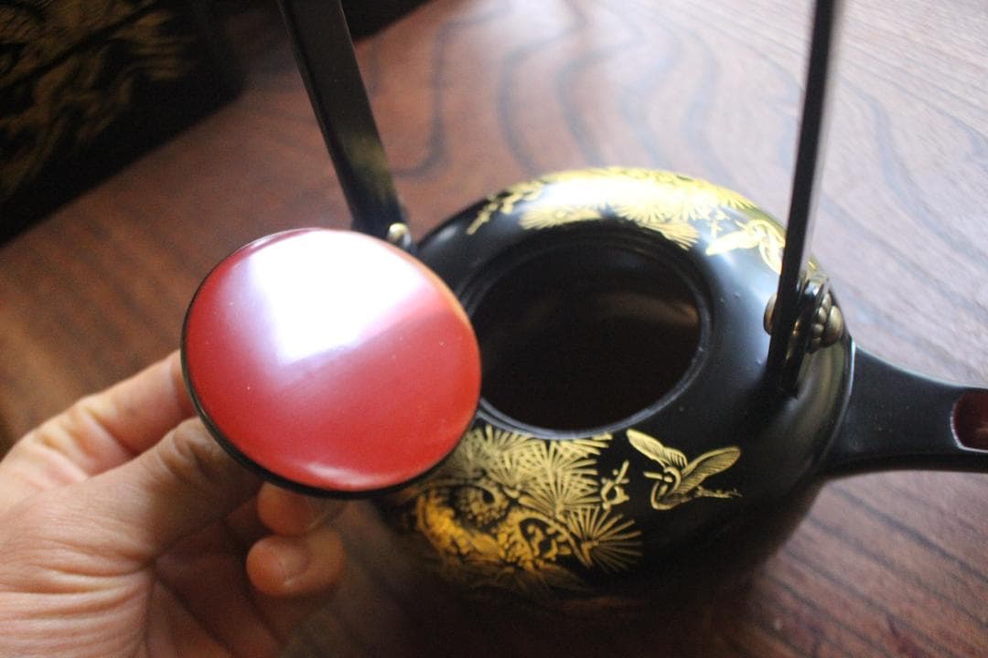 デッドストック！！極上松竹梅鶴亀沈金の映える輪島塗屠蘇器重箱揃い（検重箱お重