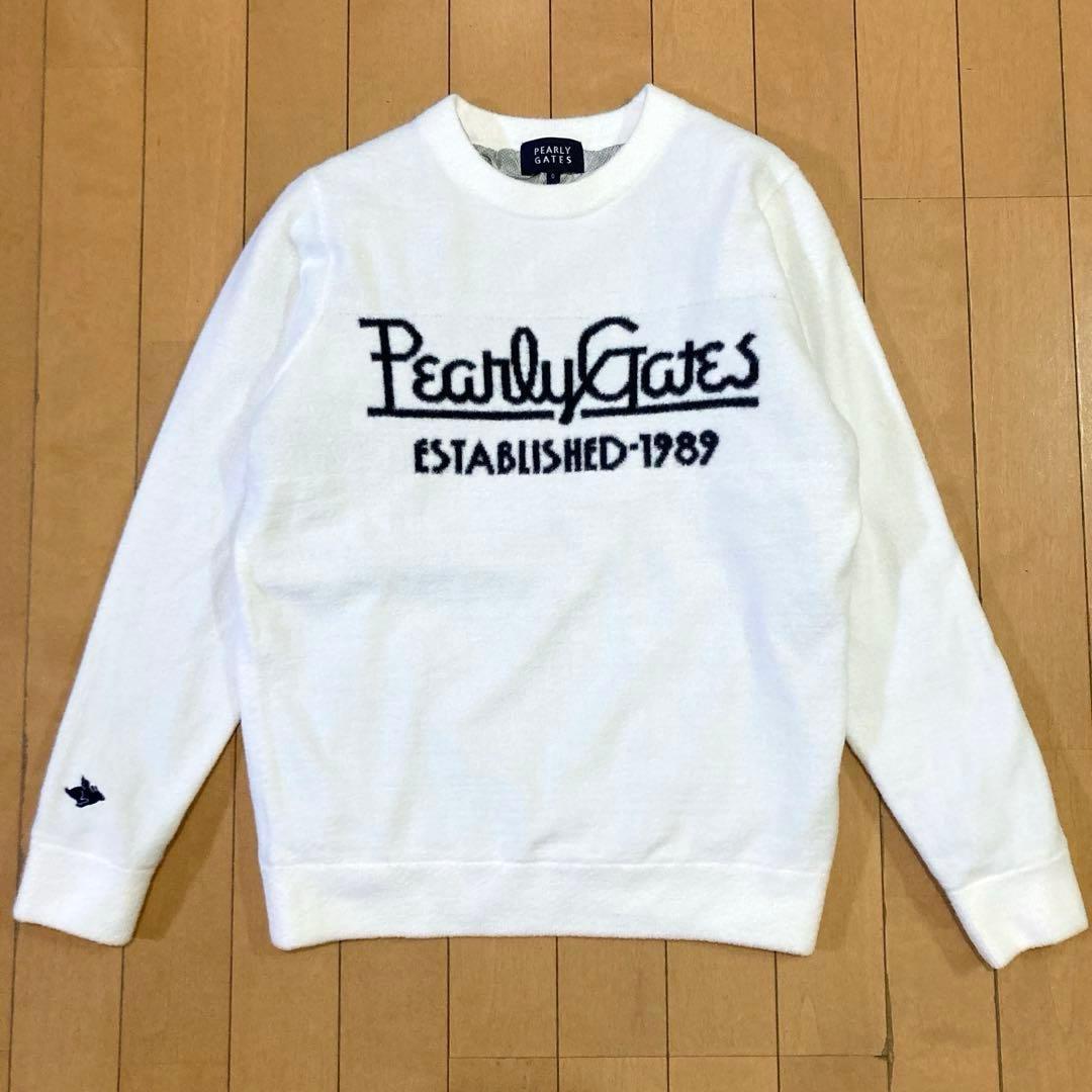 【良品】PEARLYGATES 裏付きクルーネックニットプルオーバー 防風防寒