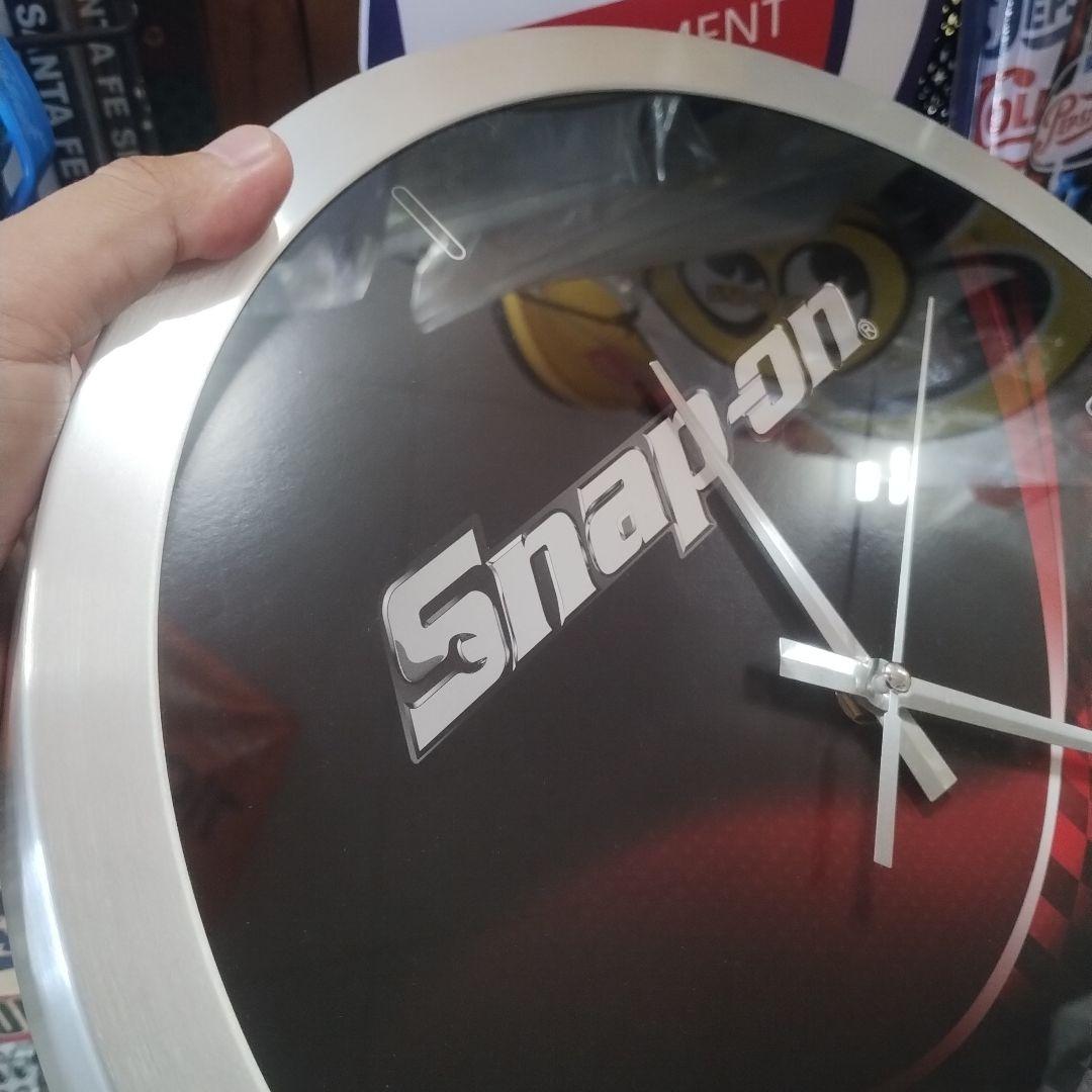 スナップオン　アルミフレーム　ウォールクロック　チェッカーフラッグ　レーシング