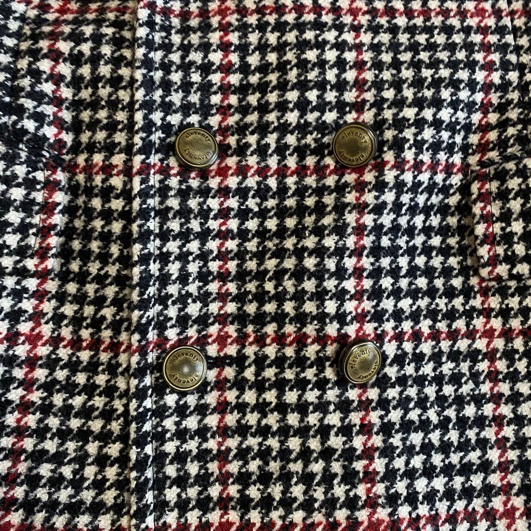 【美品/希少サイズ】イレブンティ　ダブルチェスターコート　アルパカ　千鳥　2XL