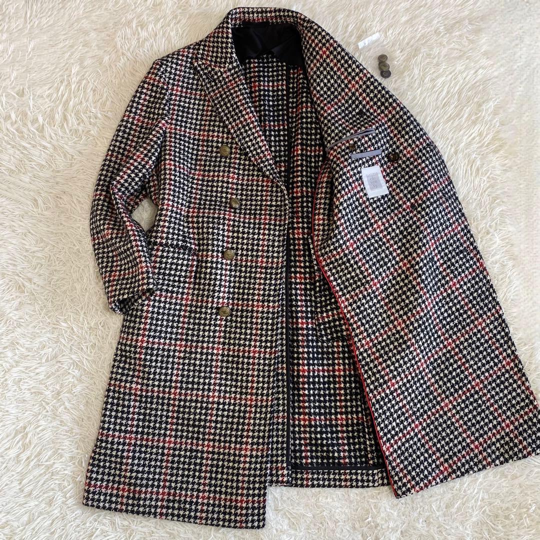 【美品/希少サイズ】イレブンティ　ダブルチェスターコート　アルパカ　千鳥　2XL