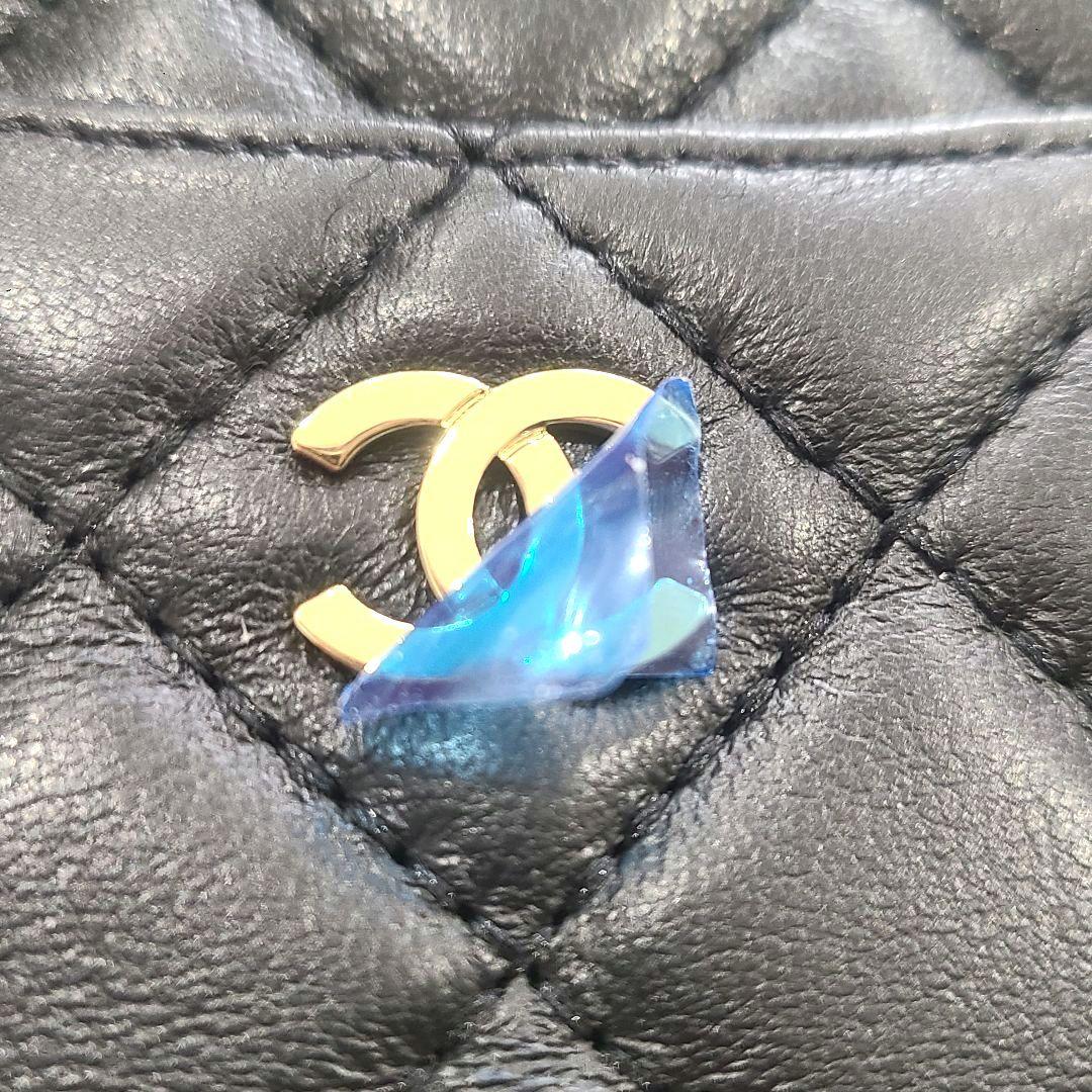 ブラック 黒 キルティング フラグメントケース 長財布 薄い ゴールド 金