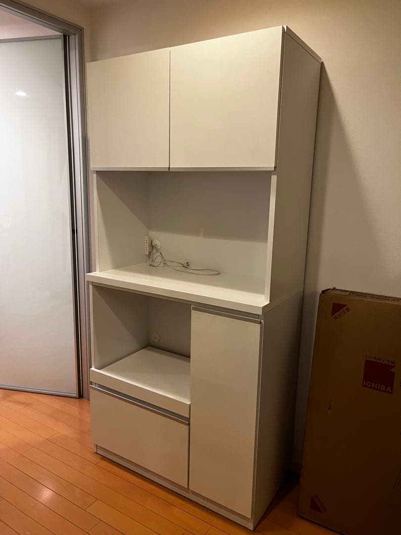 KAGUCOCO 鏡面ホワイト 食器棚・レンジ台　大川家具