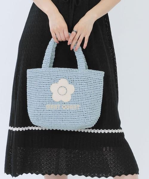 マリークワント:カゴバッグクロッシェラフィアライク トート