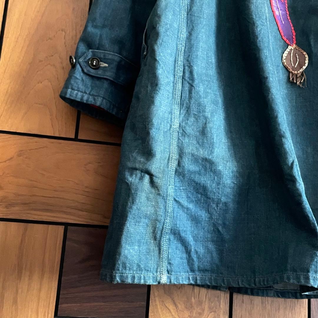 希少 BLUE BLUE レザー パッチワーク デニム ドンキーコート