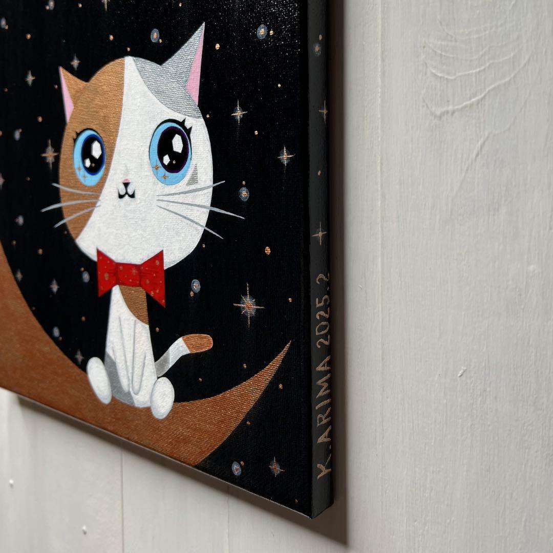 「月夜のおとぎ話」｜絵画 原画 抽象画 動物画 猫の絵 イラスト ドローイング