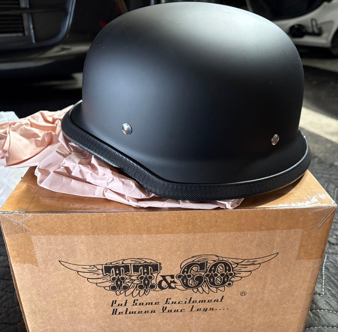 USAジャーマン ハーフヘルメットTT&CO. 本革イヤーカバー付き