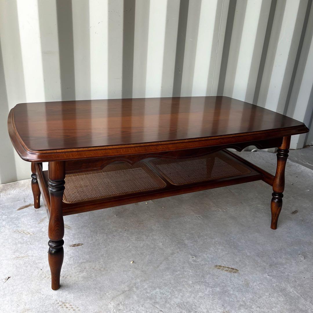 取付無料！カリモクコロニアル おしゃれアンティーク 天然木レトロローテーブル✨