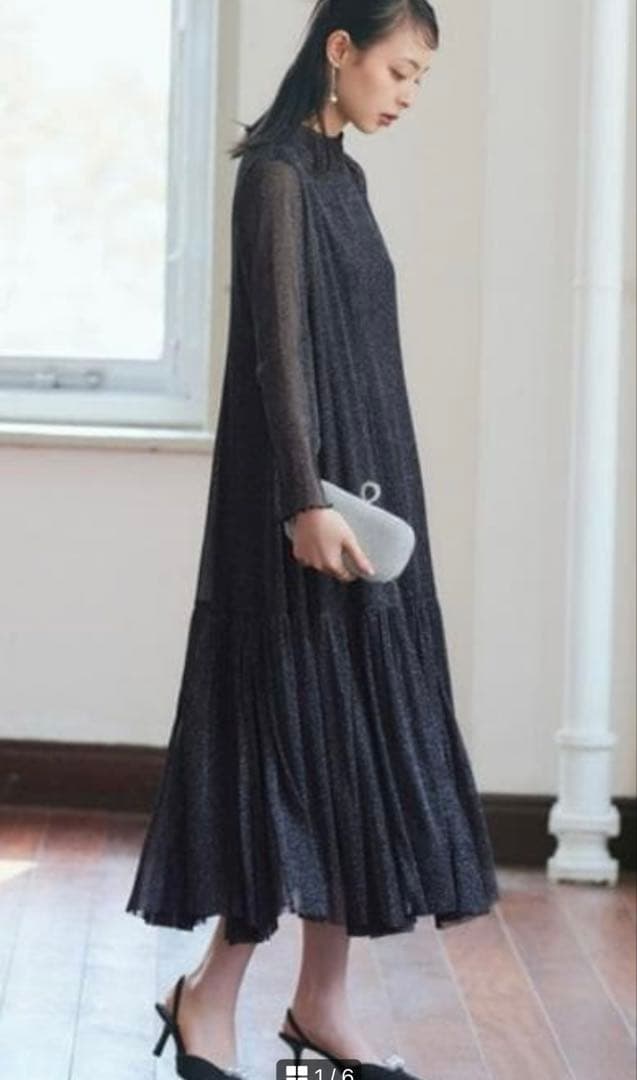 あ*み様 オケージョンドレス ラメチュールメロウ ワンピースドレス ブラック