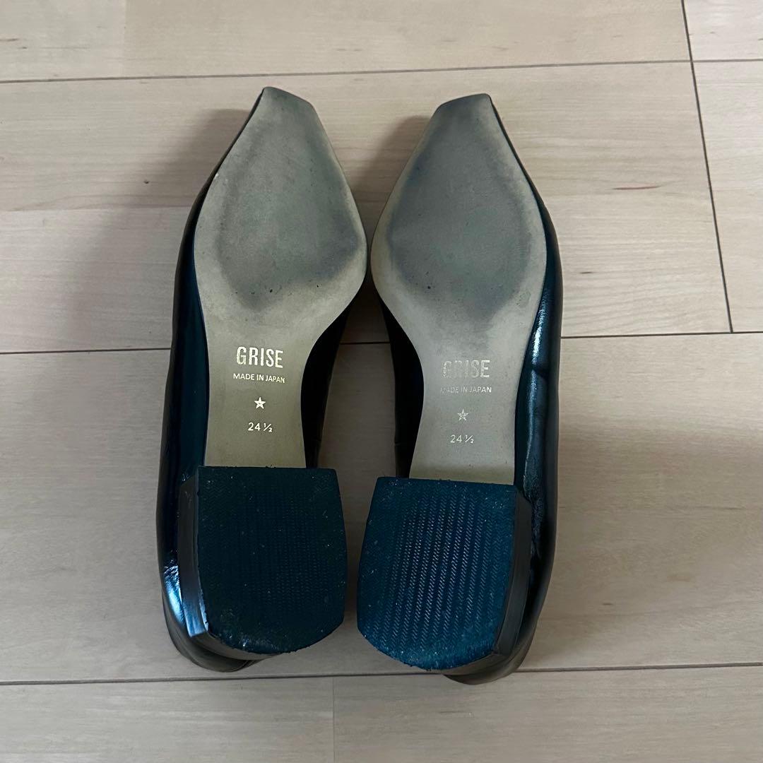 GRISE レザー ARTY オーナメントフラット ブラック24.5