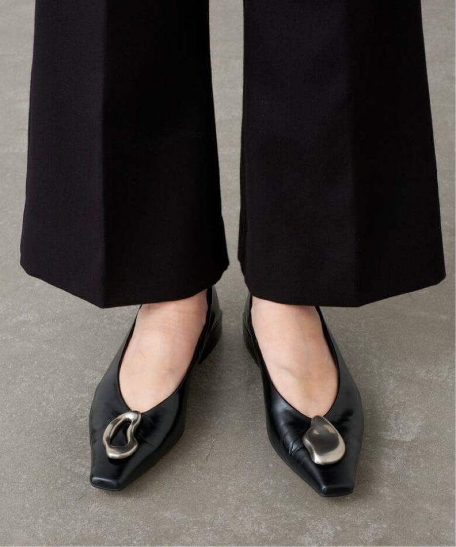 GRISE レザー ARTY オーナメントフラット ブラック24.5