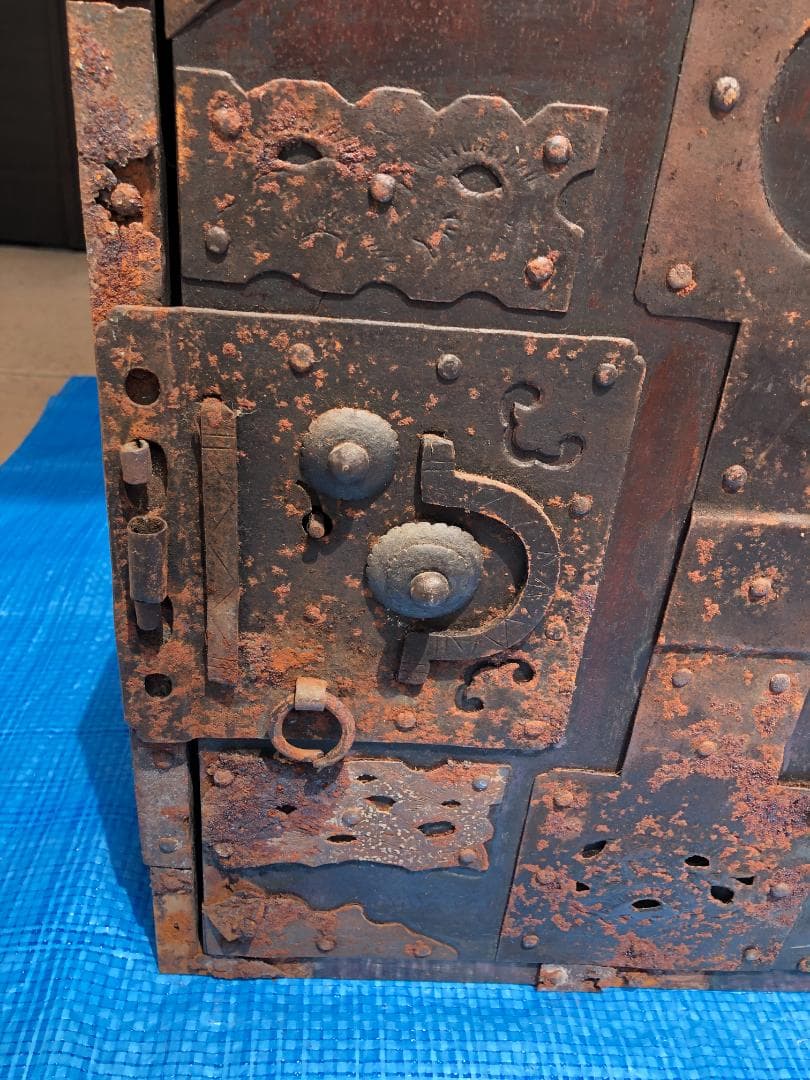 アンティーク 船箪笥 鉄金具付 木製金庫 小箪笥 明治〜大正期 古民具 #952