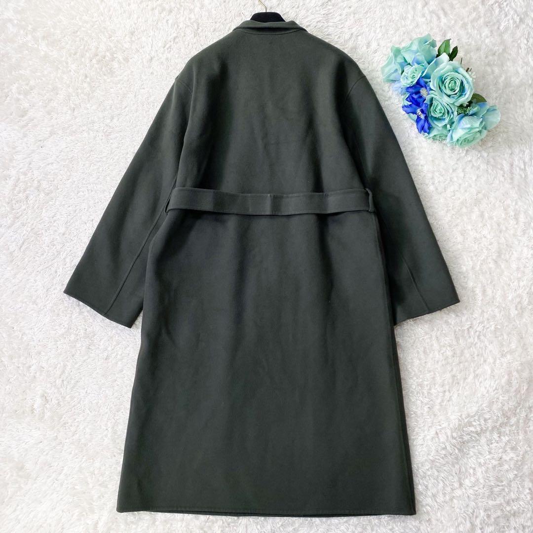 美品❤️Theory ロングコート　ダブル　カーキ　ベルト　カシミヤ　ウール　S