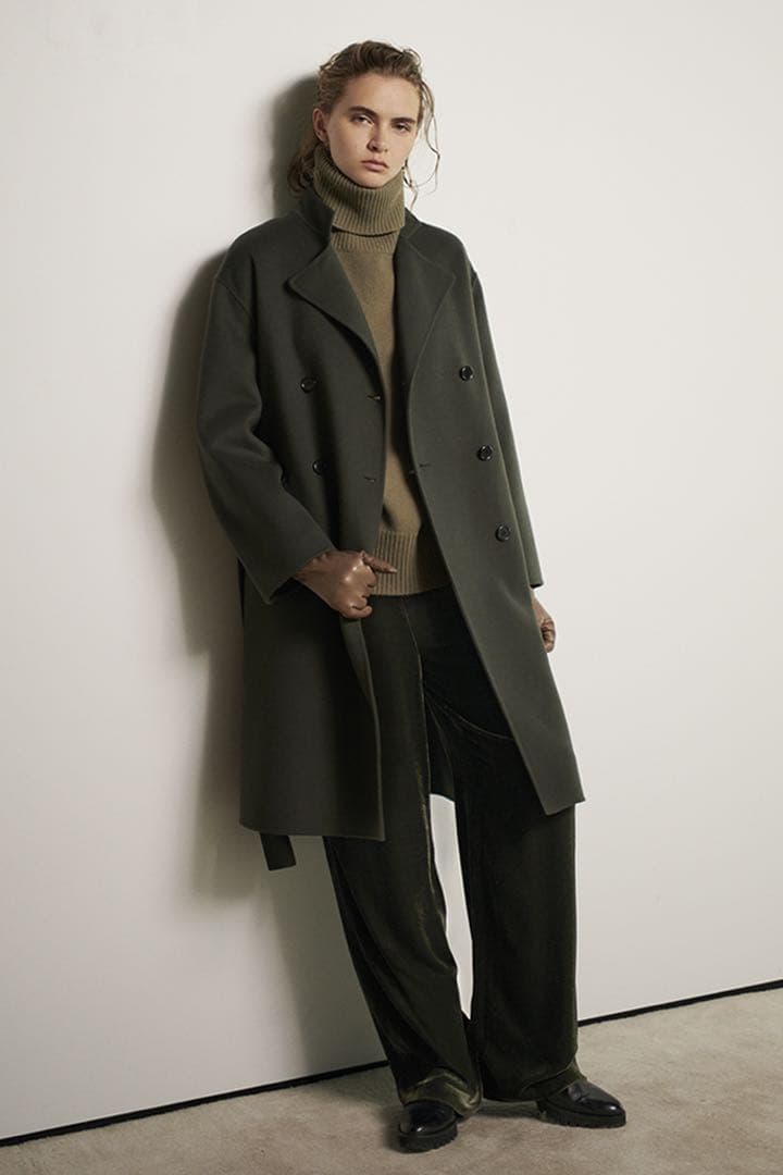 美品❤️Theory ロングコート　ダブル　カーキ　ベルト　カシミヤ　ウール　S