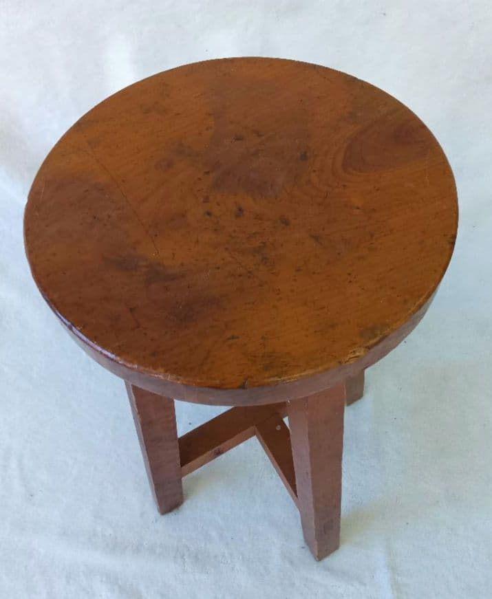 木製スツール　丸型　丸椅子　花台　いす　飾り台　古道具　レトロ