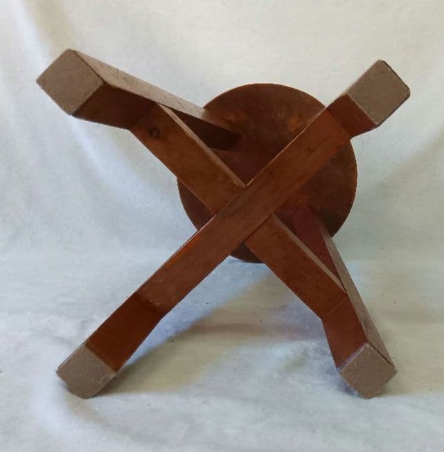 木製スツール　丸型　丸椅子　花台　いす　飾り台　古道具　レトロ