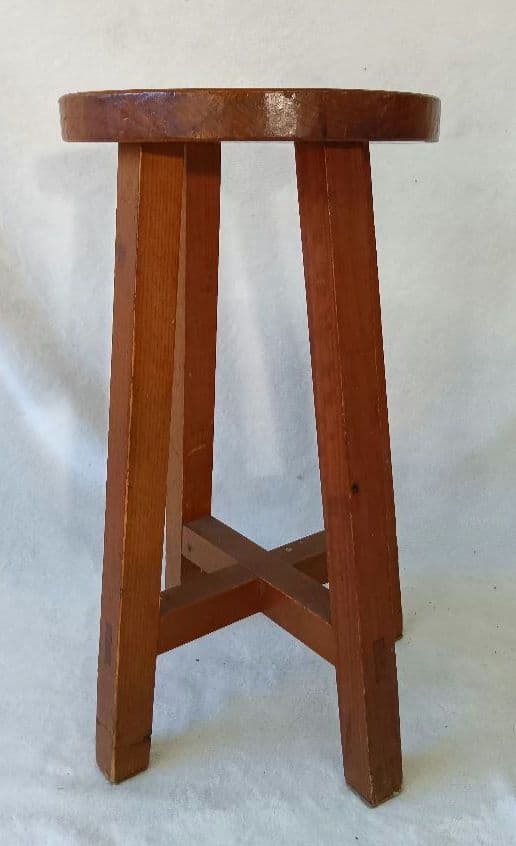 木製スツール　丸型　丸椅子　花台　いす　飾り台　古道具　レトロ