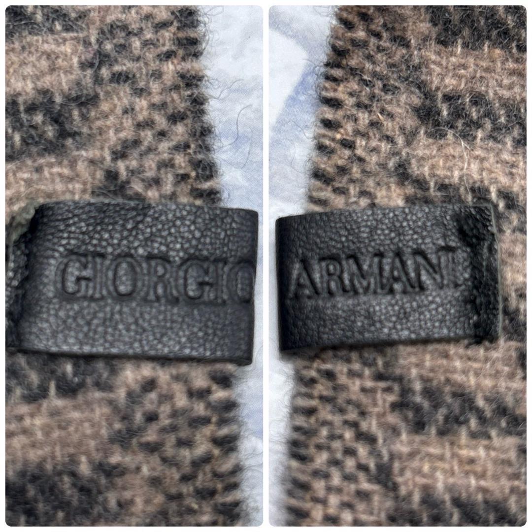近年モデル GIORGIO ARMANI　幾何学模様ブラウンマフラー カシミヤ