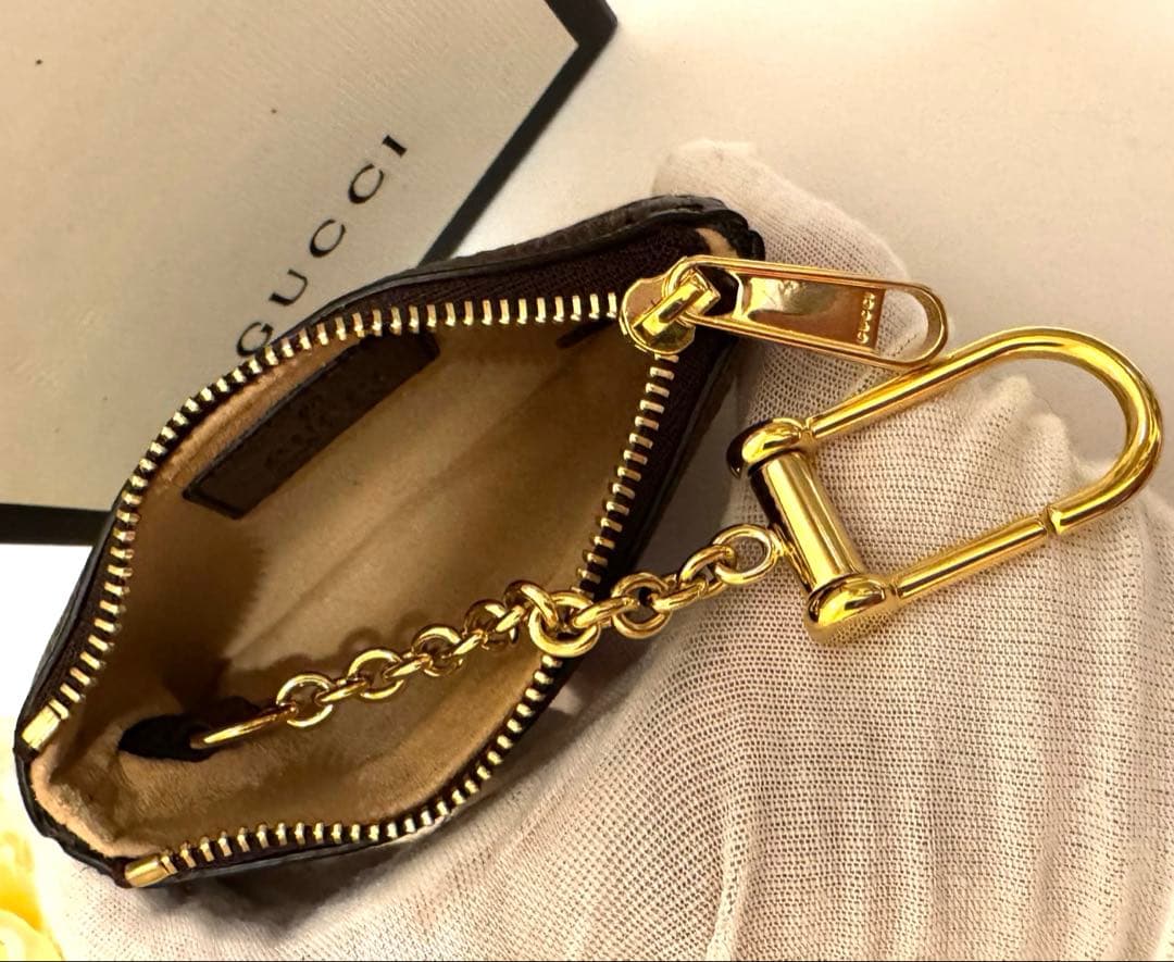 美品 GUCCIグッチ ジャンボGG ケース チェーンつき ブラウン