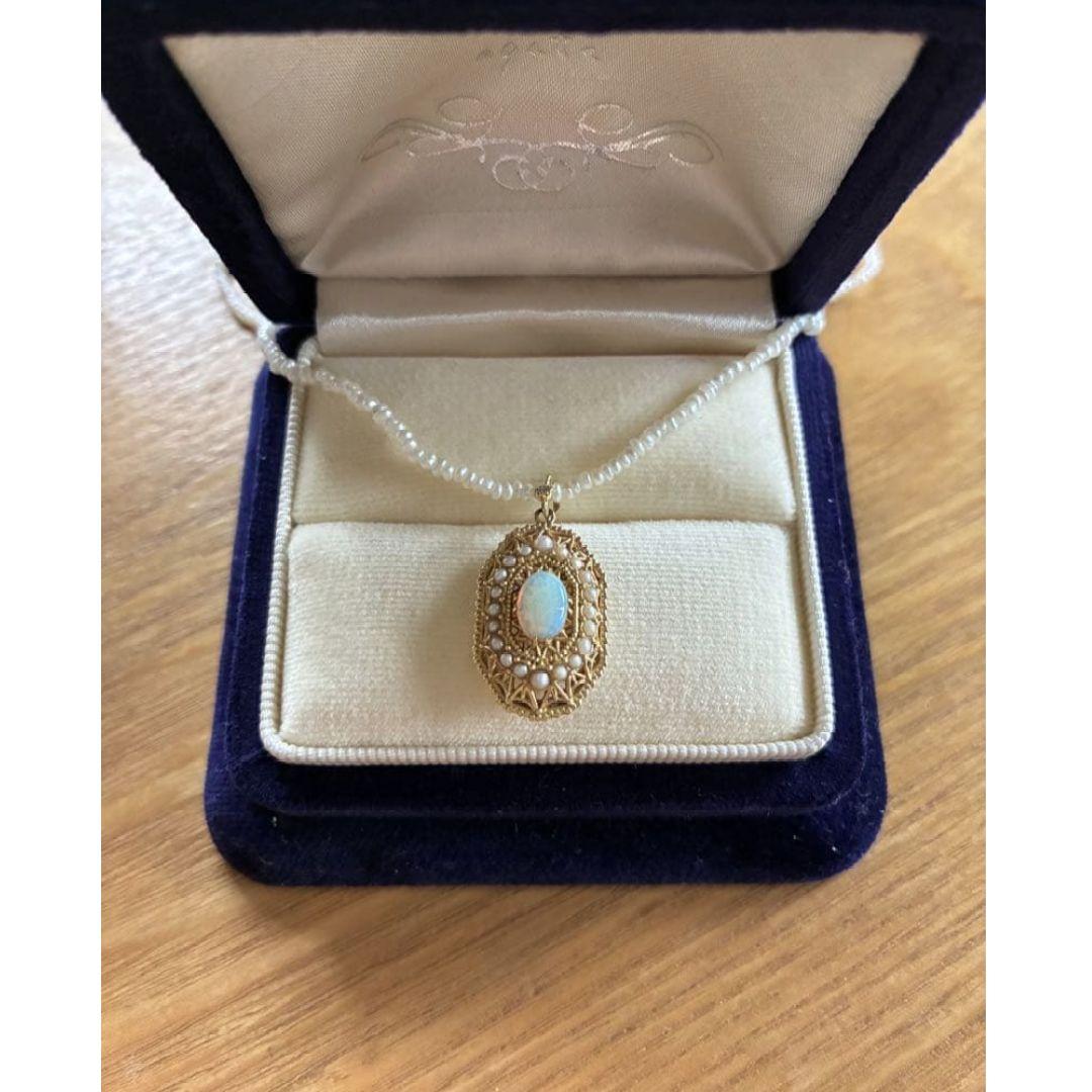 アガット K14 オパールチャーム ネックレスチェーン