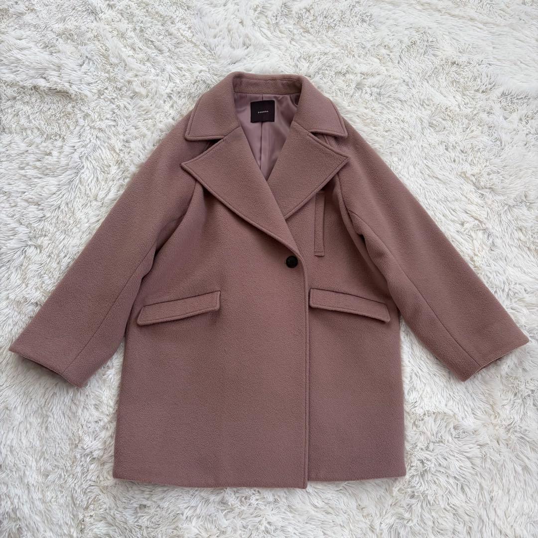 anuans ミドルスケールコート ウール スモーキーピンク フリーサイズ