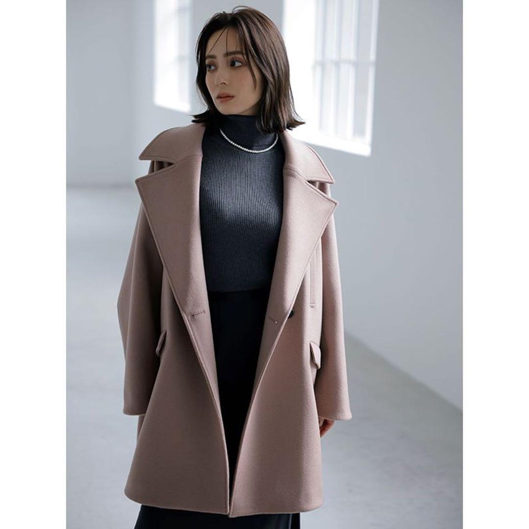 anuans ミドルスケールコート ウール スモーキーピンク フリーサイズ