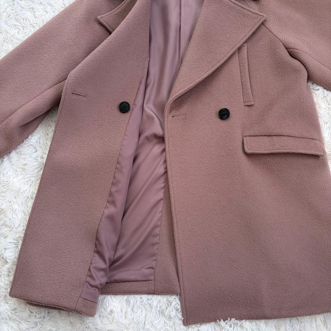 anuans ミドルスケールコート ウール スモーキーピンク フリーサイズ