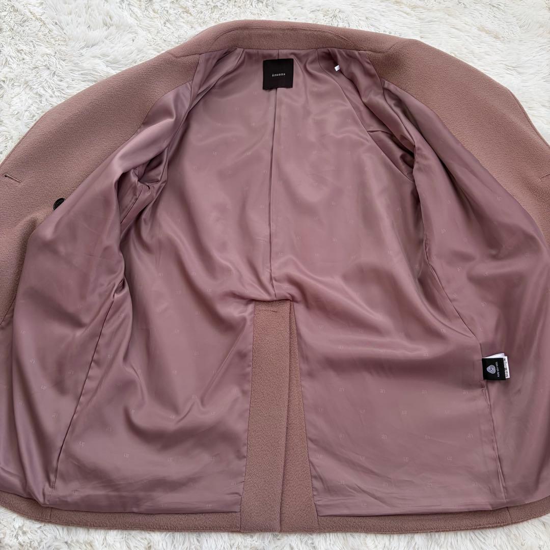 anuans ミドルスケールコート ウール スモーキーピンク フリーサイズ