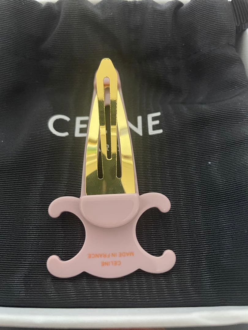 セリーヌ CELINE ラージ ヘアクリップ　ヘアピン　ピンク