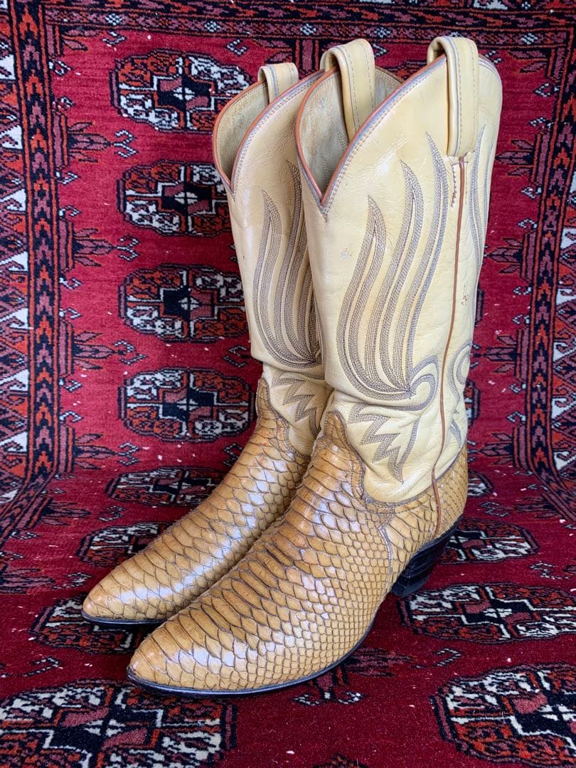 早い者勝ち❗️トニーラマ 白ヘビ ウエスタンブーツ 蛇革 パイソン