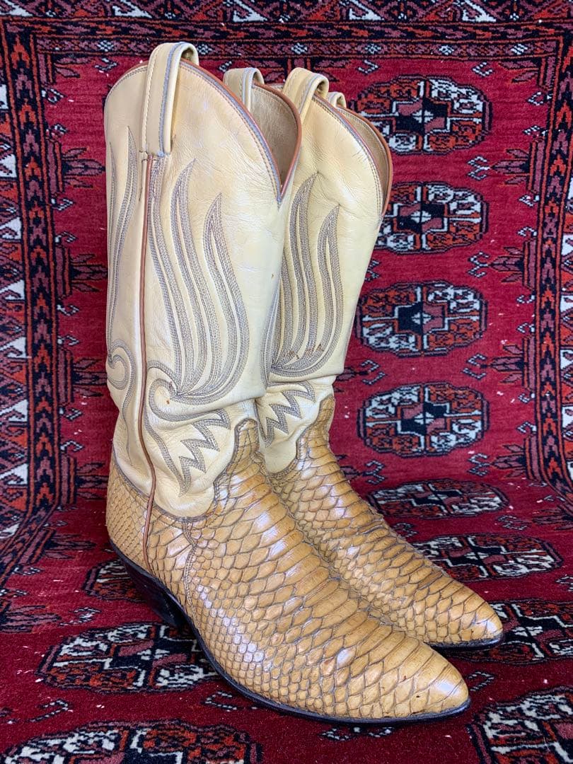 早い者勝ち❗️トニーラマ 白ヘビ ウエスタンブーツ 蛇革 パイソン