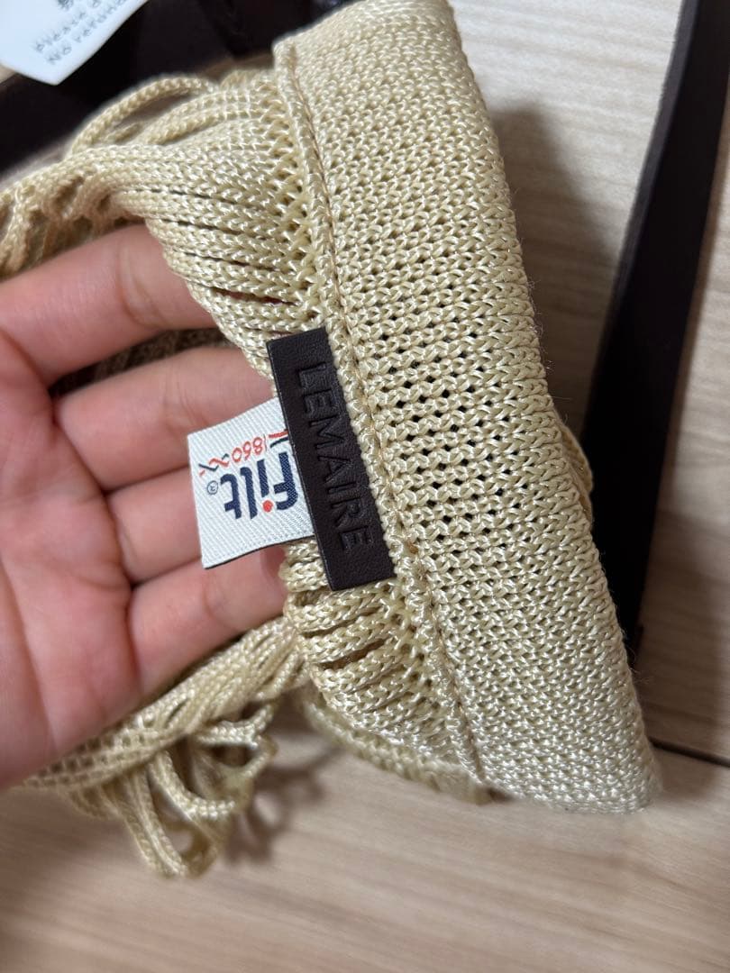 LEMAIRE ニット巾着袋 ベージュ 収納袋付き