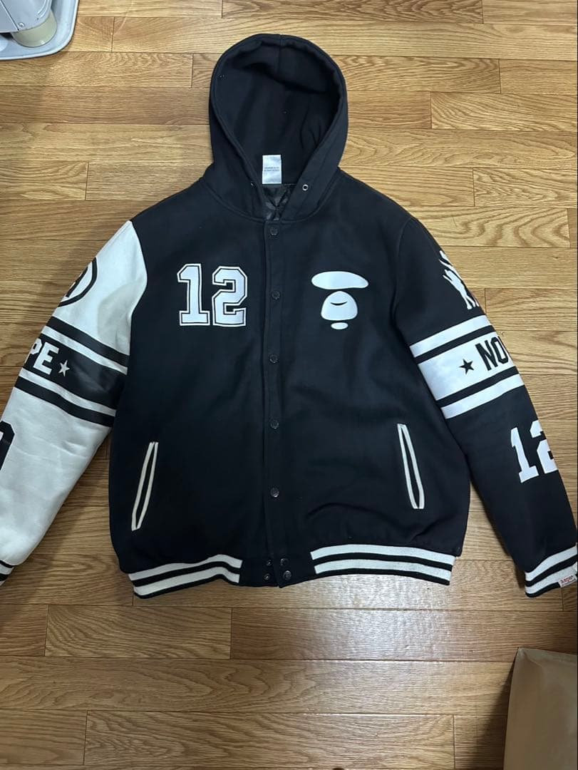 Aape フード付きスタジャン XXL ブラック/ホワイト