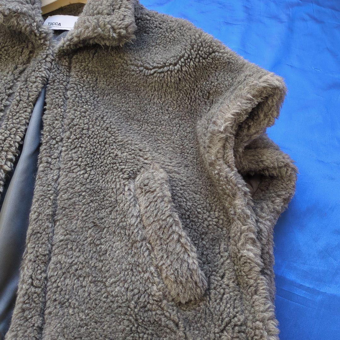 大人キュート♪ティッカTICCA　ウールファーポンチョ　グレー系
