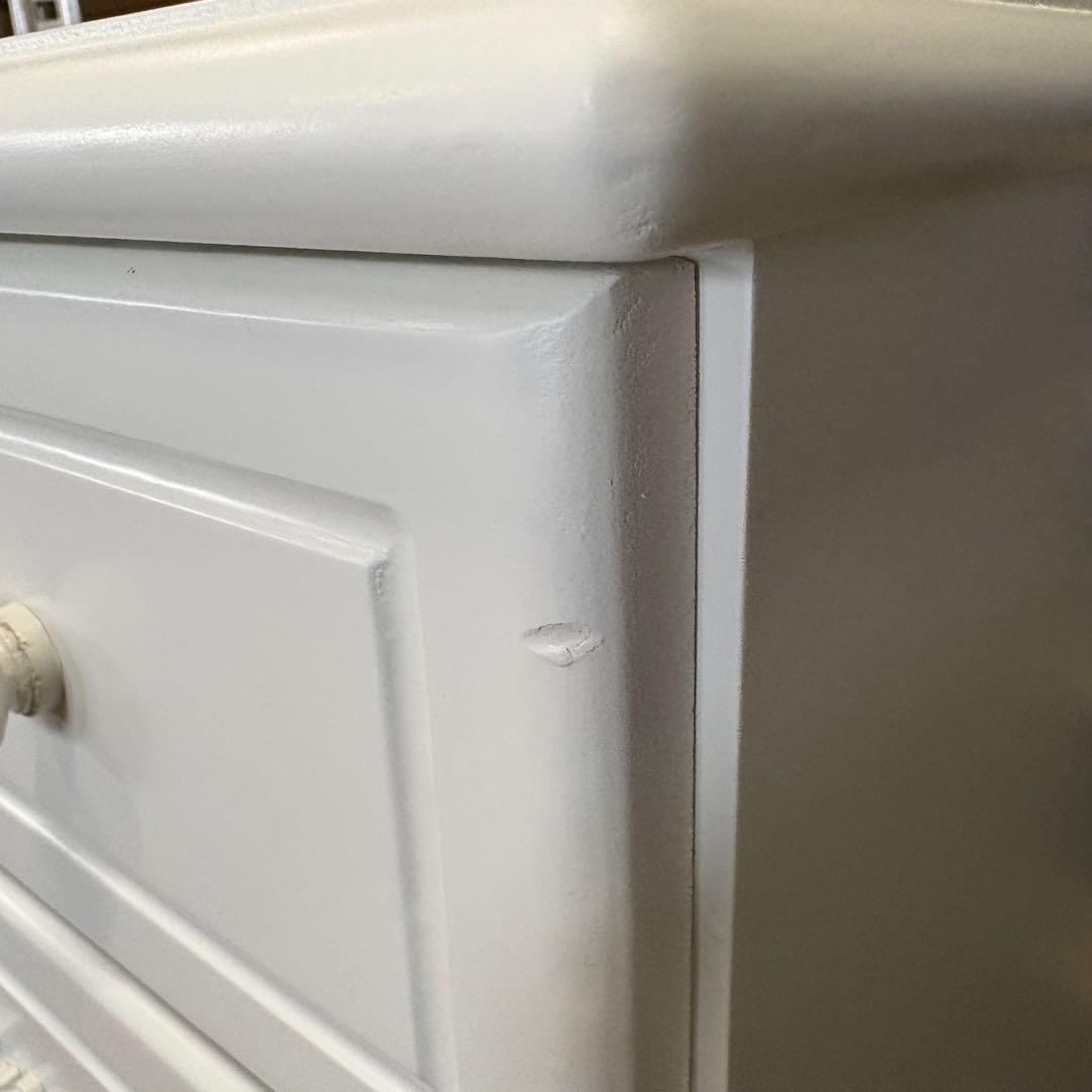 訳あり品【137】フレンチカントリー調ホワイトチェスト四段五つ引き木製タンス収納