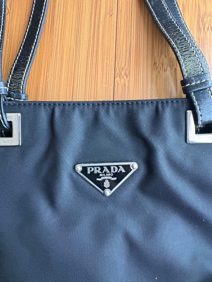 プラダ Prada 黒 ナイロン トートバッグ 約33cm x 23cm