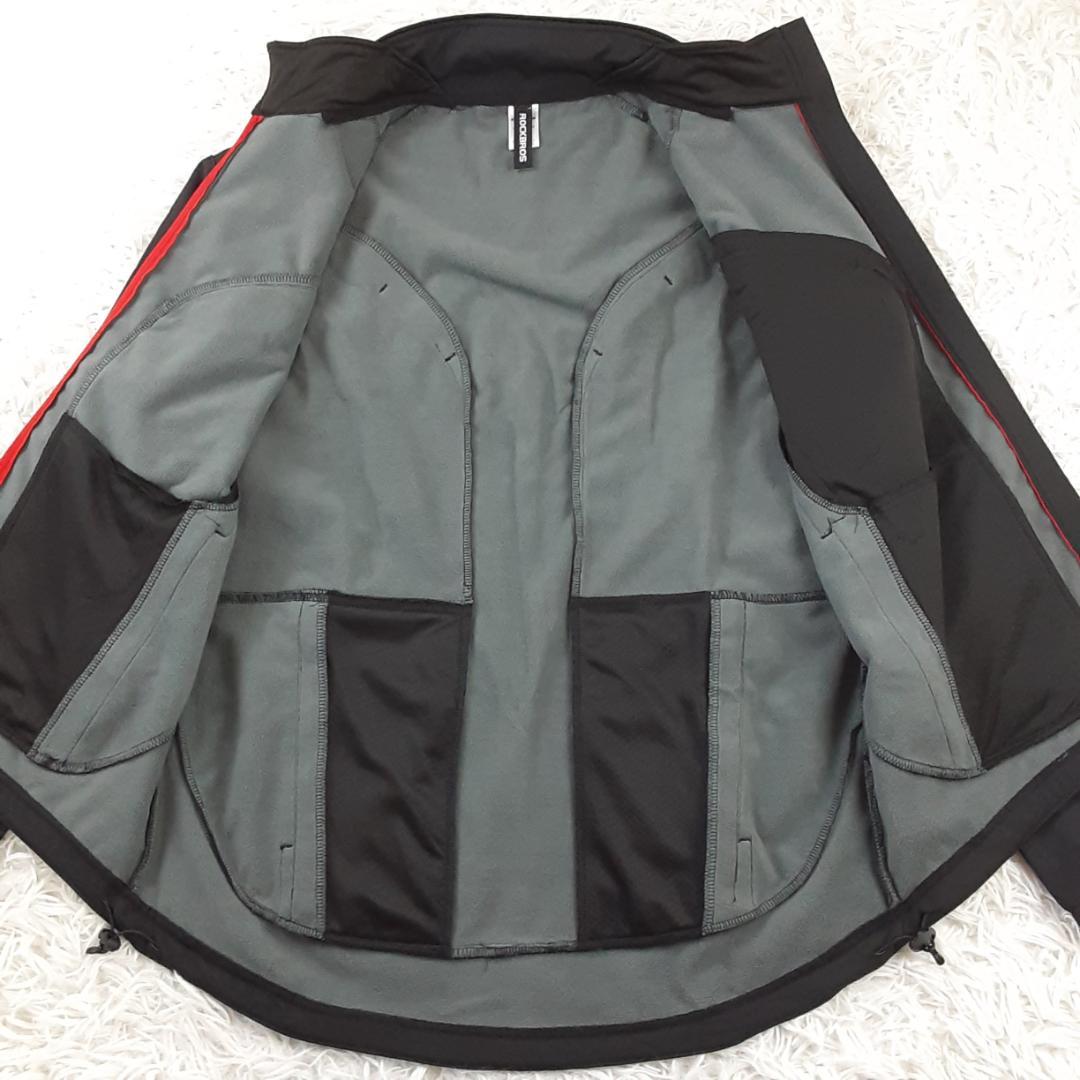 美品◎ROCKBROS ロックブロス サイクルジャージセットアップ 黒 防風防寒
