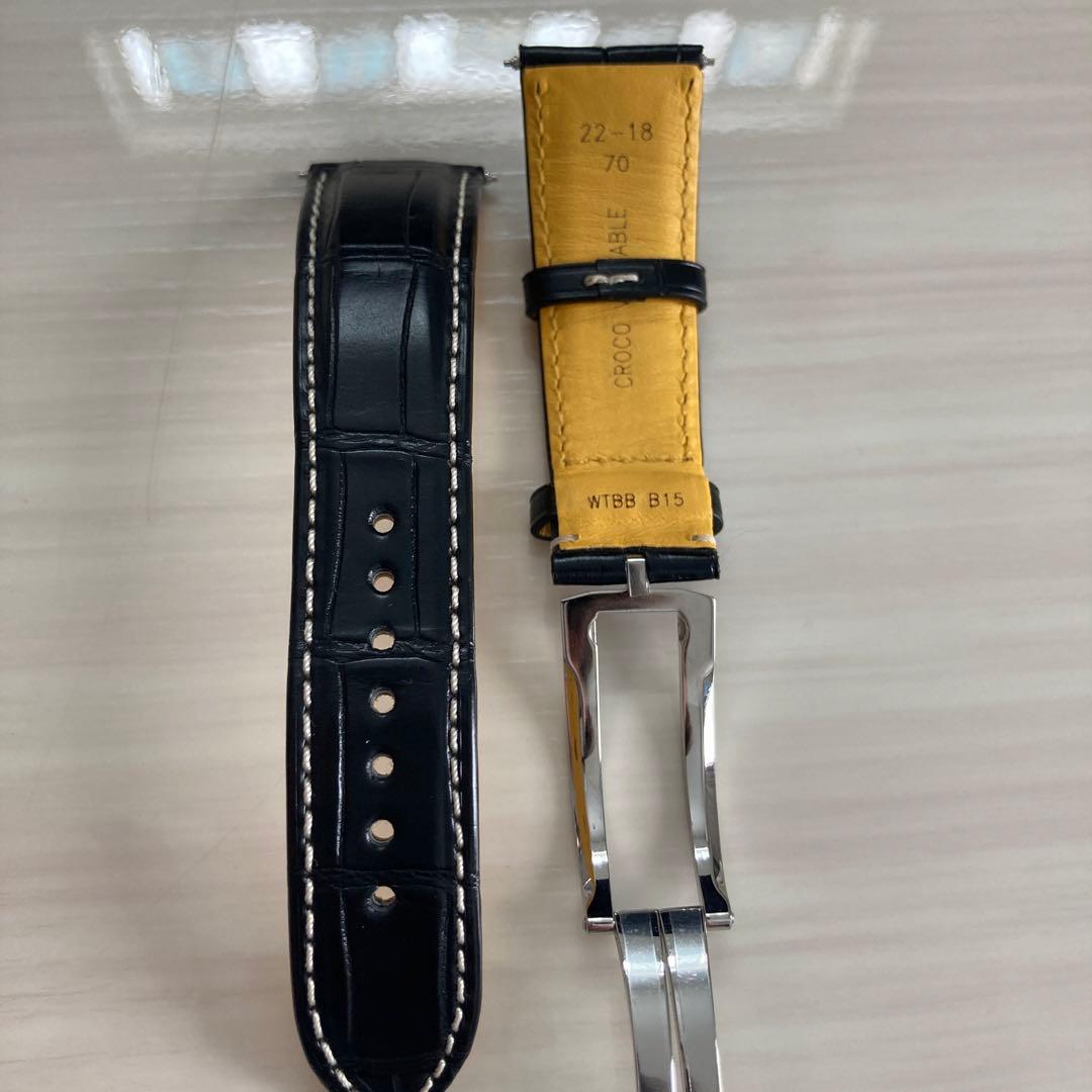 BREITLING ブラックレザーベルト 22-18mm ナビタイマー B01