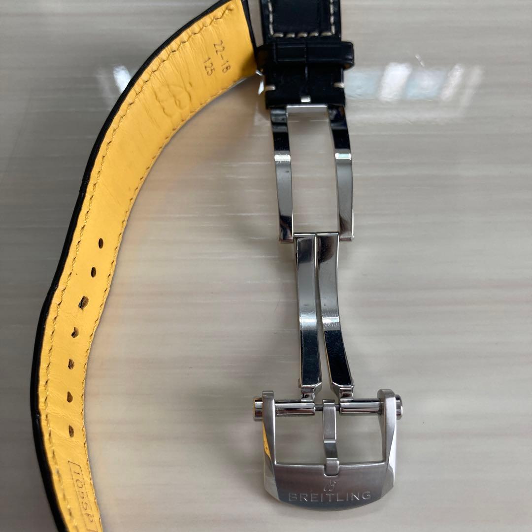 BREITLING ブラックレザーベルト 22-18mm ナビタイマー B01