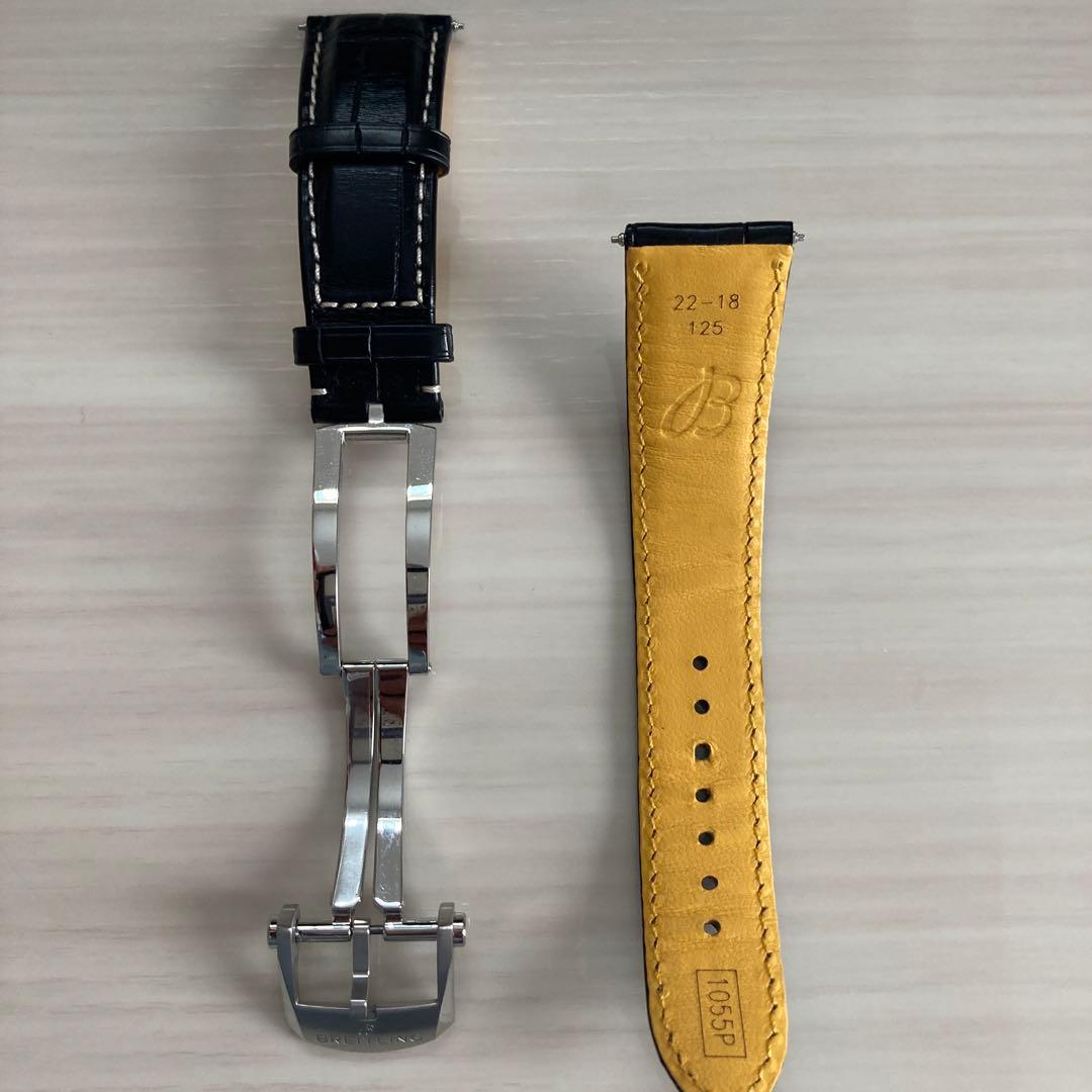 BREITLING ブラックレザーベルト 22-18mm ナビタイマー B01