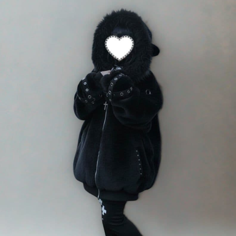 地雷系 猫耳ブルゾンパーカー ファーパーカー　フリース サブカル 量産型 韓国