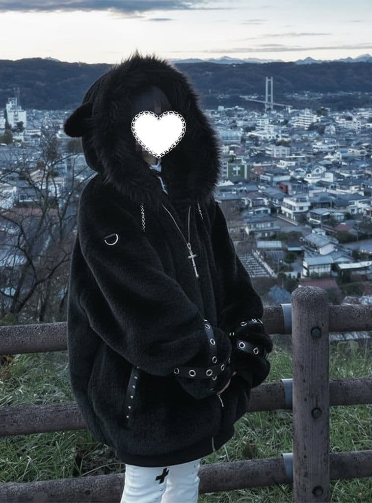 地雷系 猫耳ブルゾンパーカー ファーパーカー　フリース サブカル 量産型 韓国