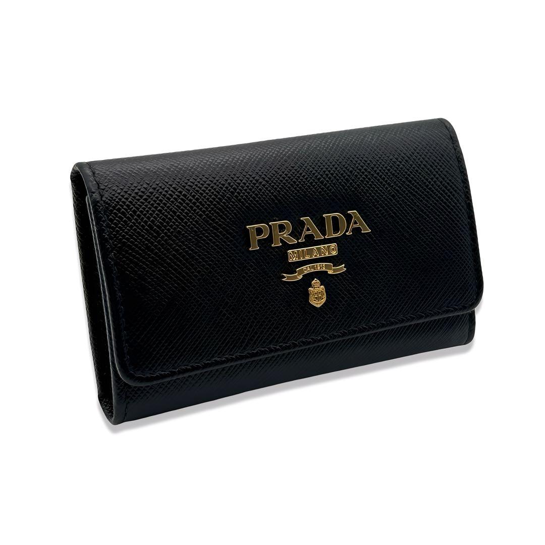 【ほぼ未使用】 PRADA プラダ キーケース サフィアーノ レザー ブラック