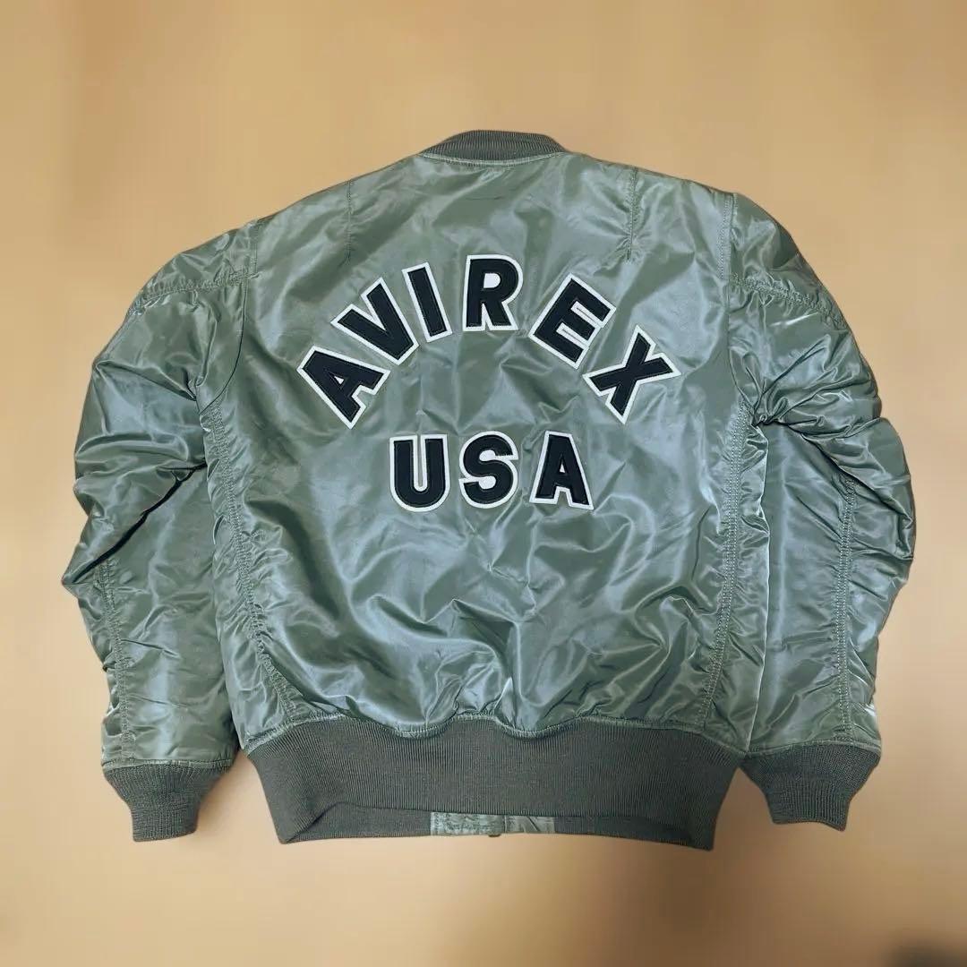 AVIREX MA-1 フライトジャケット　ロゴ有り　オリーブグリーン　XL