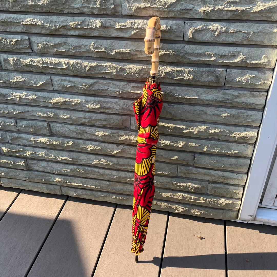 ハンドメイド　アフリカ生地　日傘　 深張りタイプ