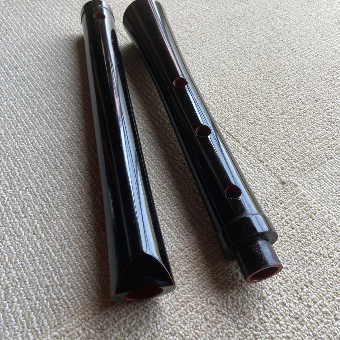 229 黒い尺八 ニ尺管　五音孔 三角形開口部