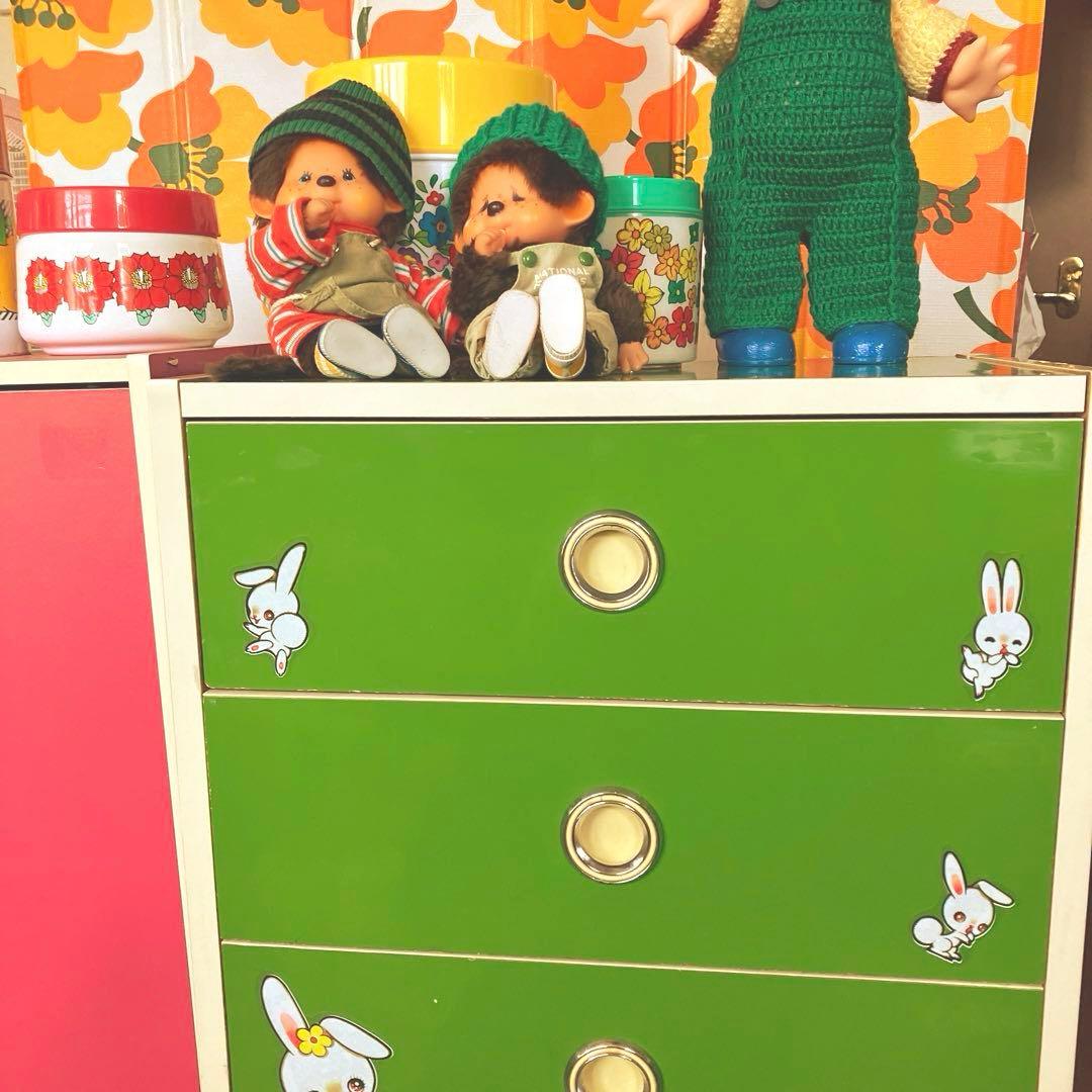レトロポップ 木製 5段 チェスト 箪笥 グリーン昭和レトロ 引き出し 緑