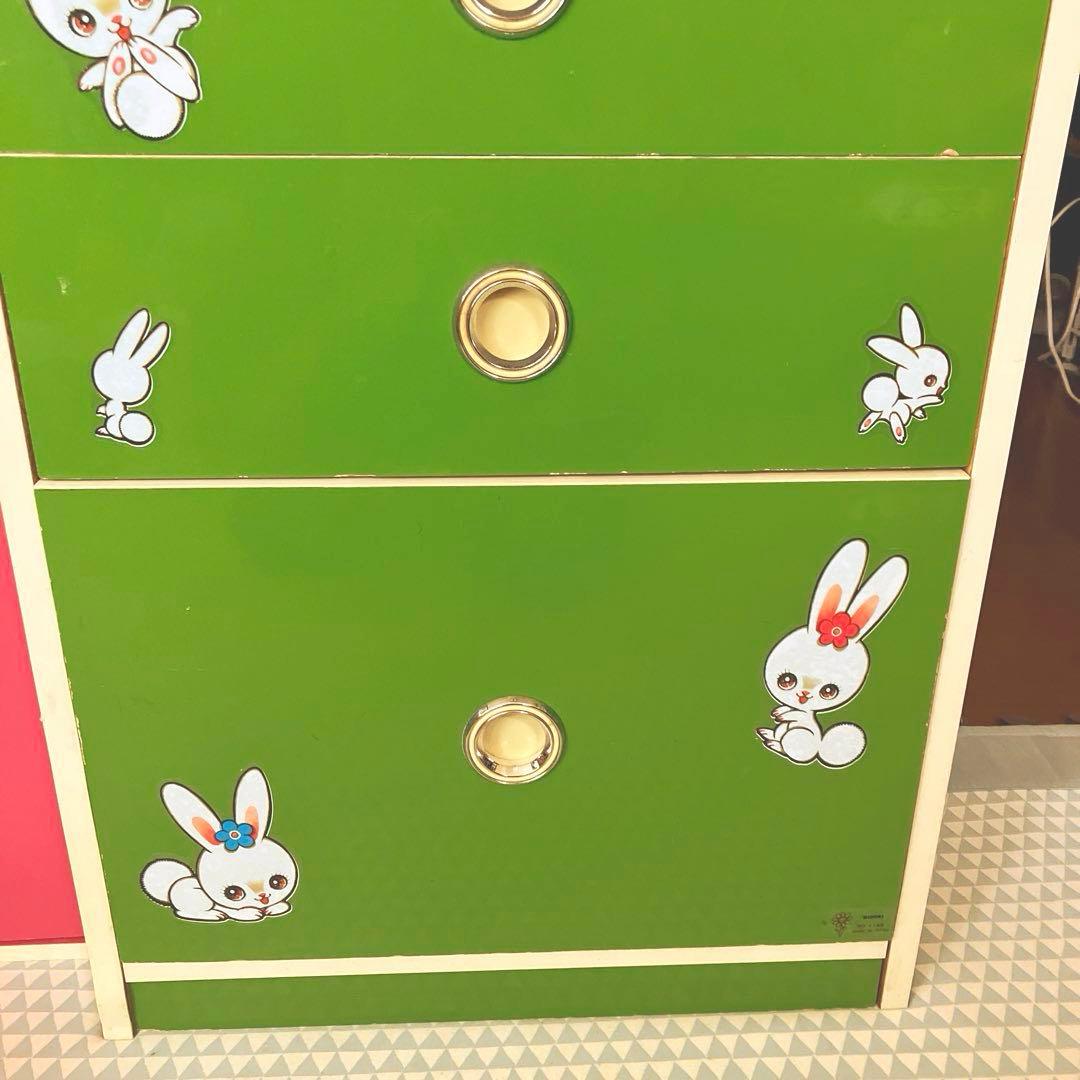 レトロポップ 木製 5段 チェスト 箪笥 グリーン昭和レトロ 引き出し 緑