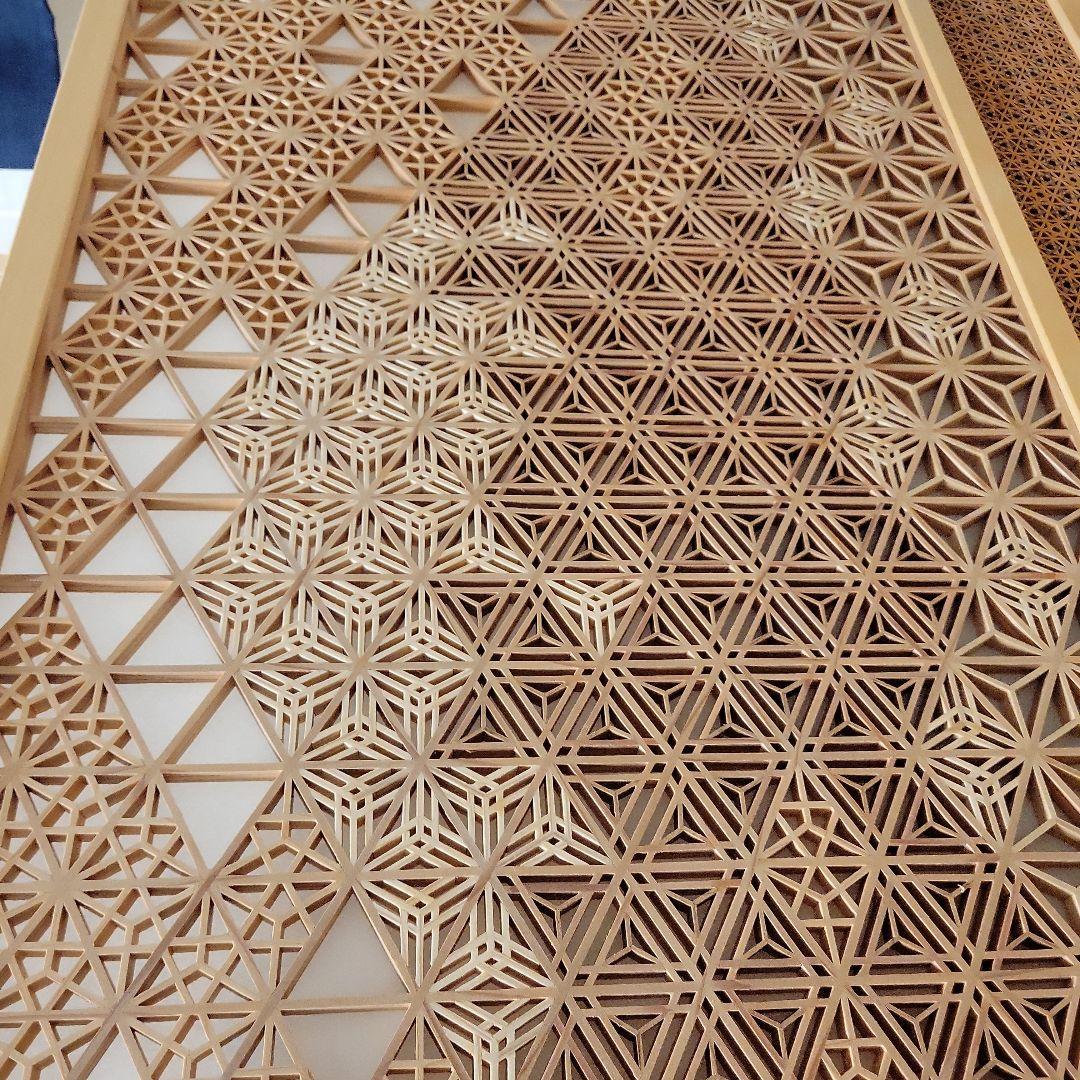 木製 和風 透かし彫り 間仕切り　富士山　掛障子